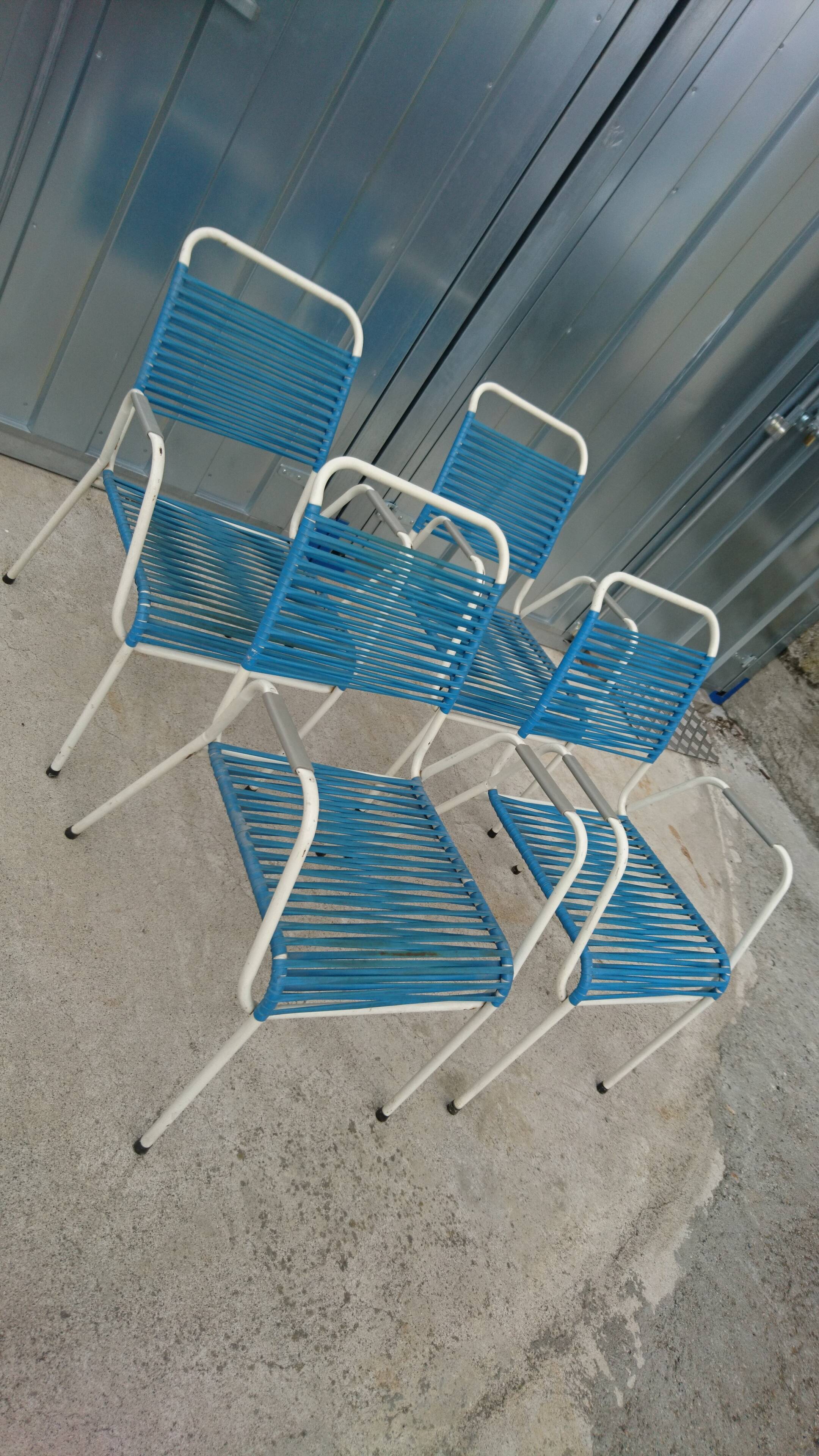 Set of 4 chairs vintage scoubidou