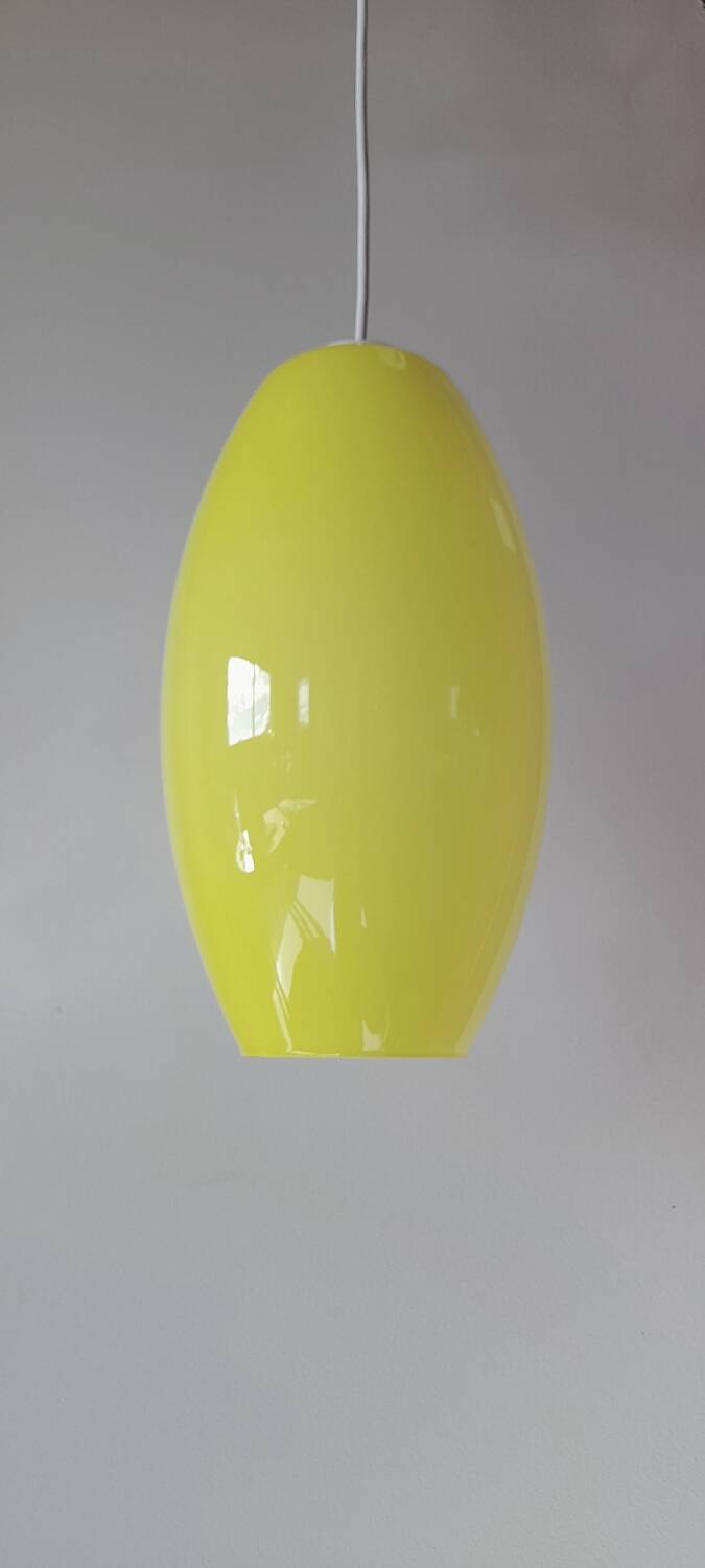 70s lemon yellow glass pendant light