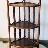 Rattan and bamboo corner shelf