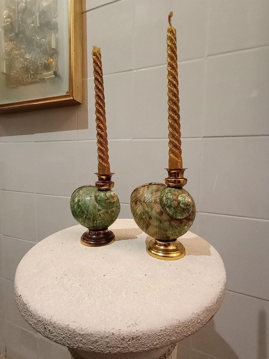 Shell candelabra, 1980s, set of 2