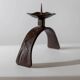 Vintage wrought iron candlestick from the 1960s, sculptural relief pattern for pillar candle, rustic Mid-Century metal, elegant gift idea.