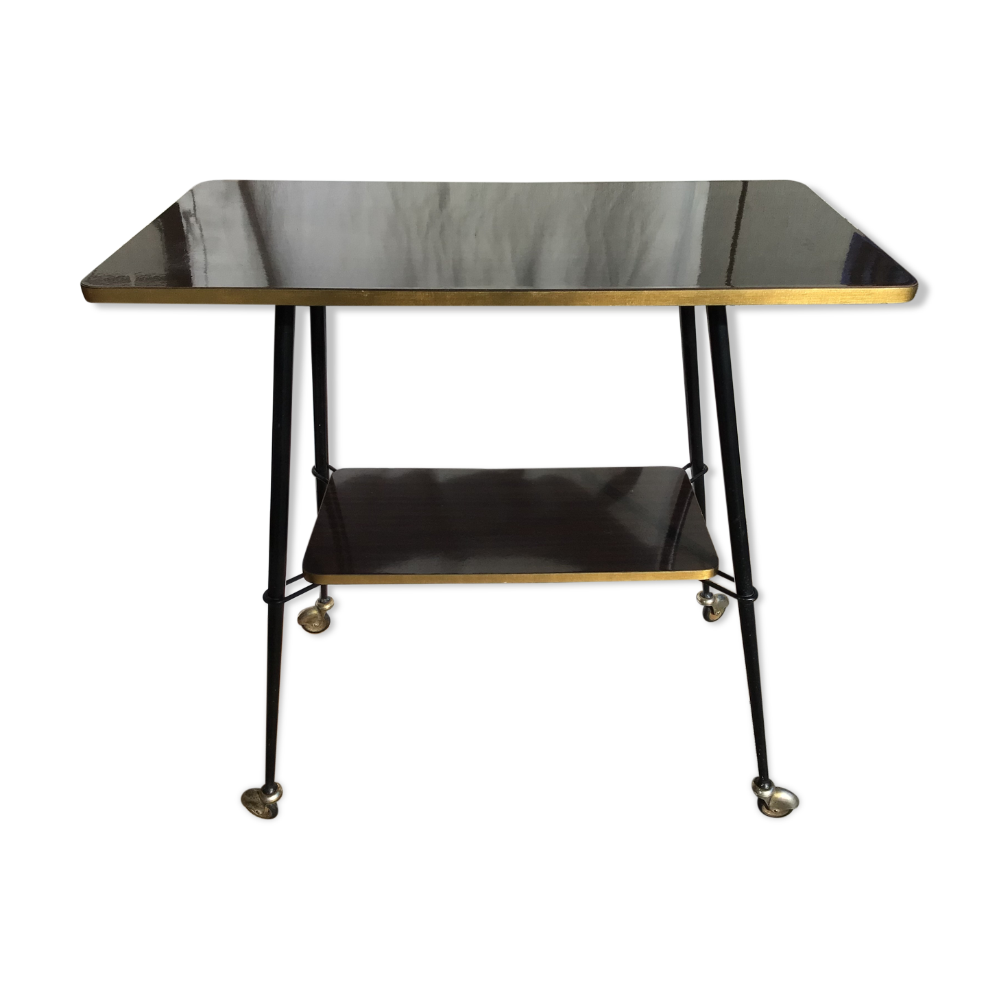 Console formica mocha feet compass metal casters