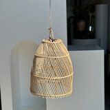 Rattan pendant lamp in the shape of bell D25 H28
