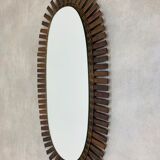 Miroir soleil rotin ovale 102 x 51 cm style jungle chic