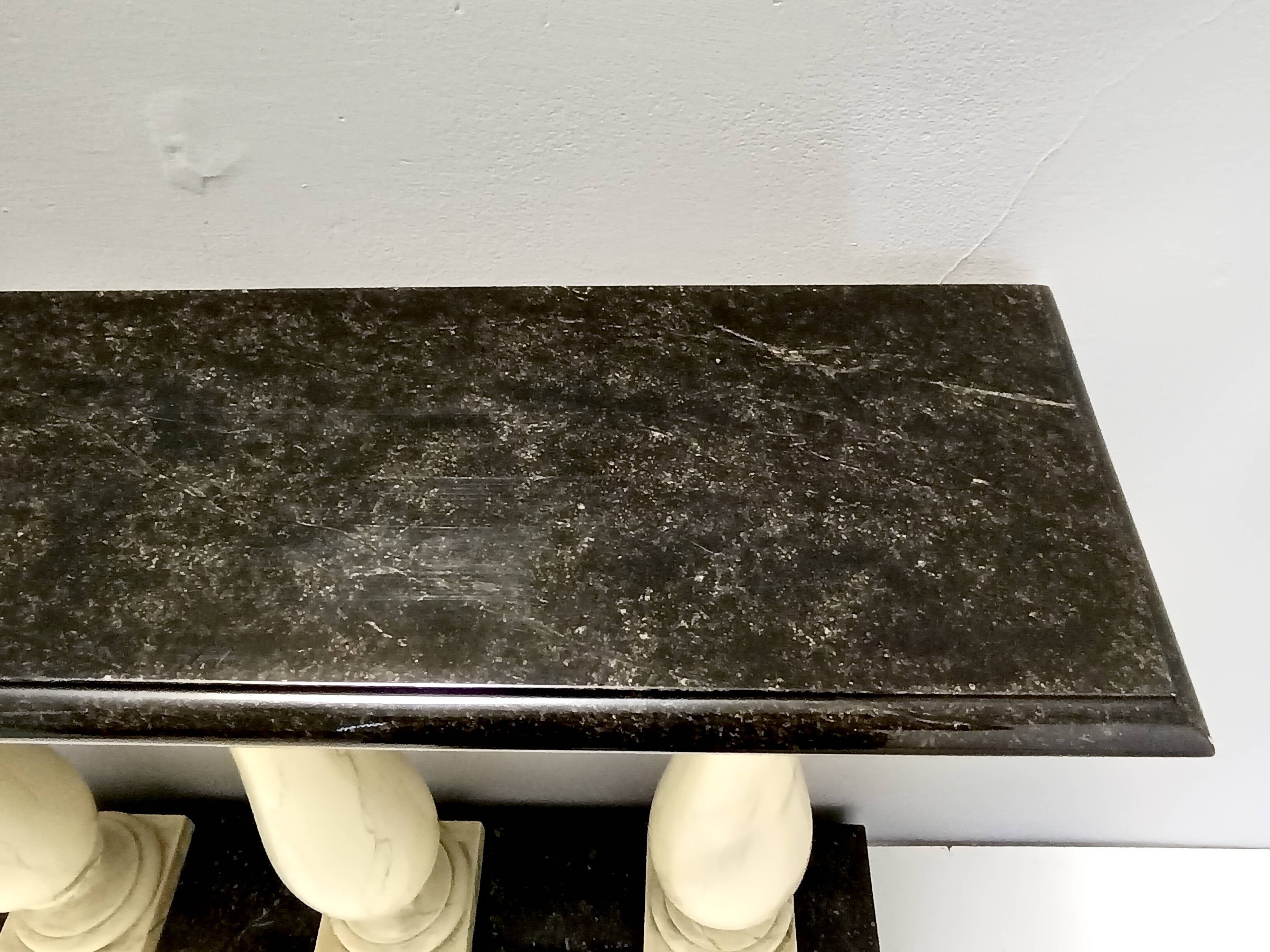 Ivory Hand-Painted Beech Console / Balustrade with a Marble Effect and Two