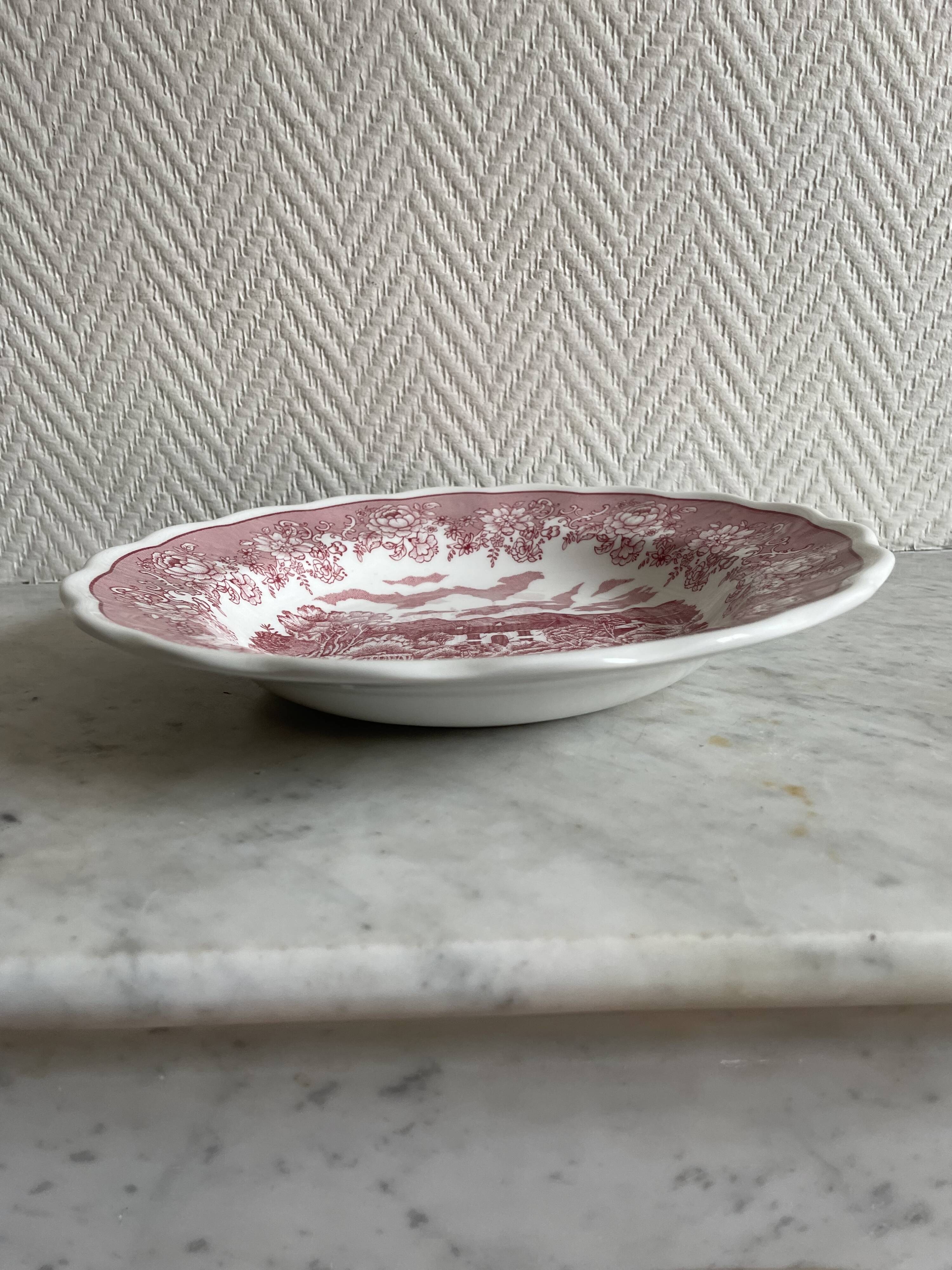 Set of three pink soup plates Fontebasso Made in Italy