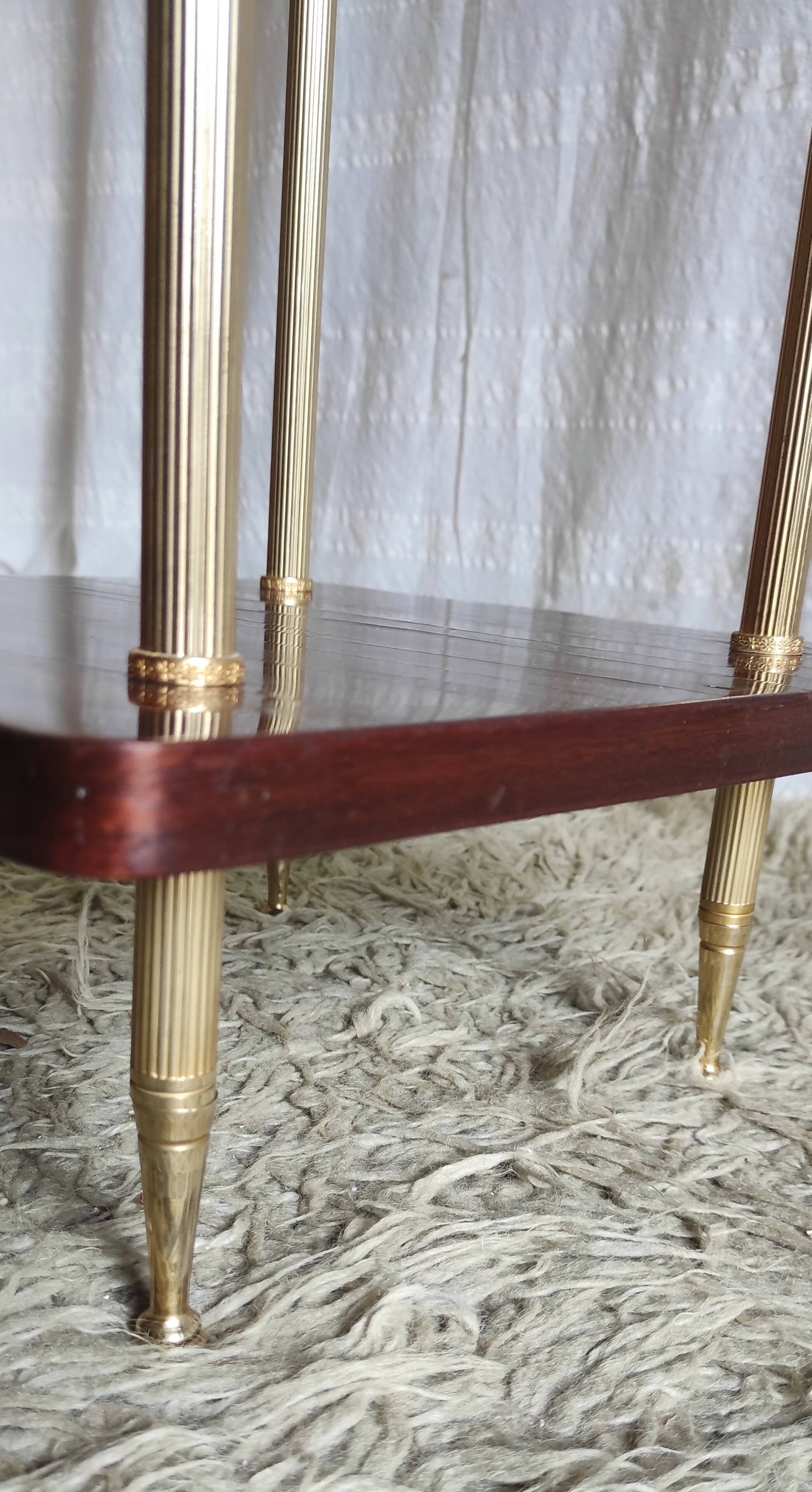 Fifth wheel in brass, glass and wood - 50s/60s