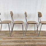 Set of four chairs in iron and skai 1970