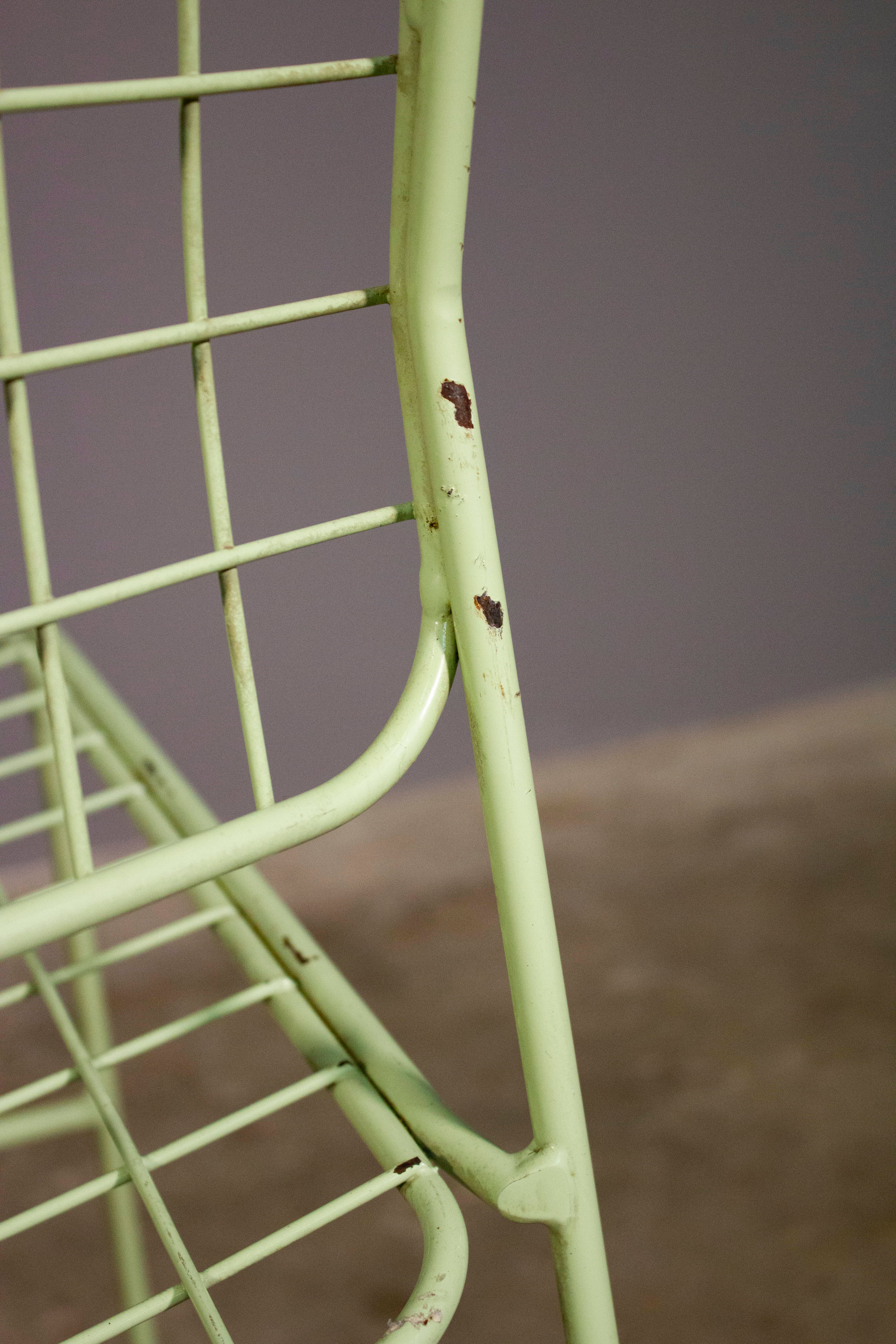 6 metal chairs, painted in teal