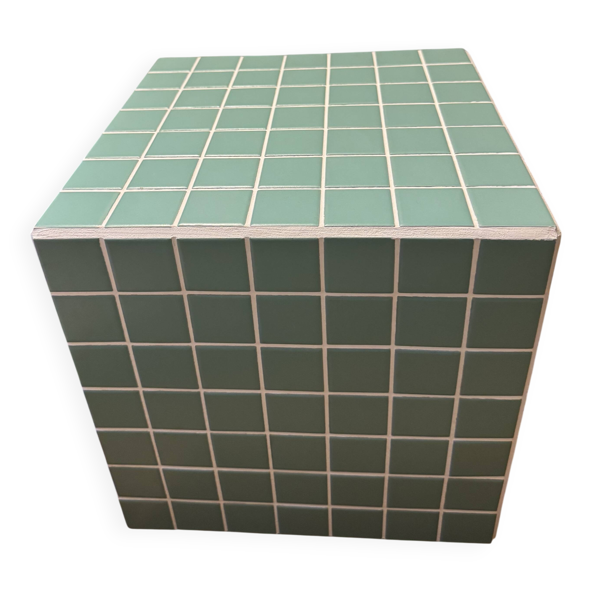 Jade ceramic cube side table 35x35 cm