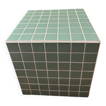 Table d’appoint cube en céramique jade 35x35 cm