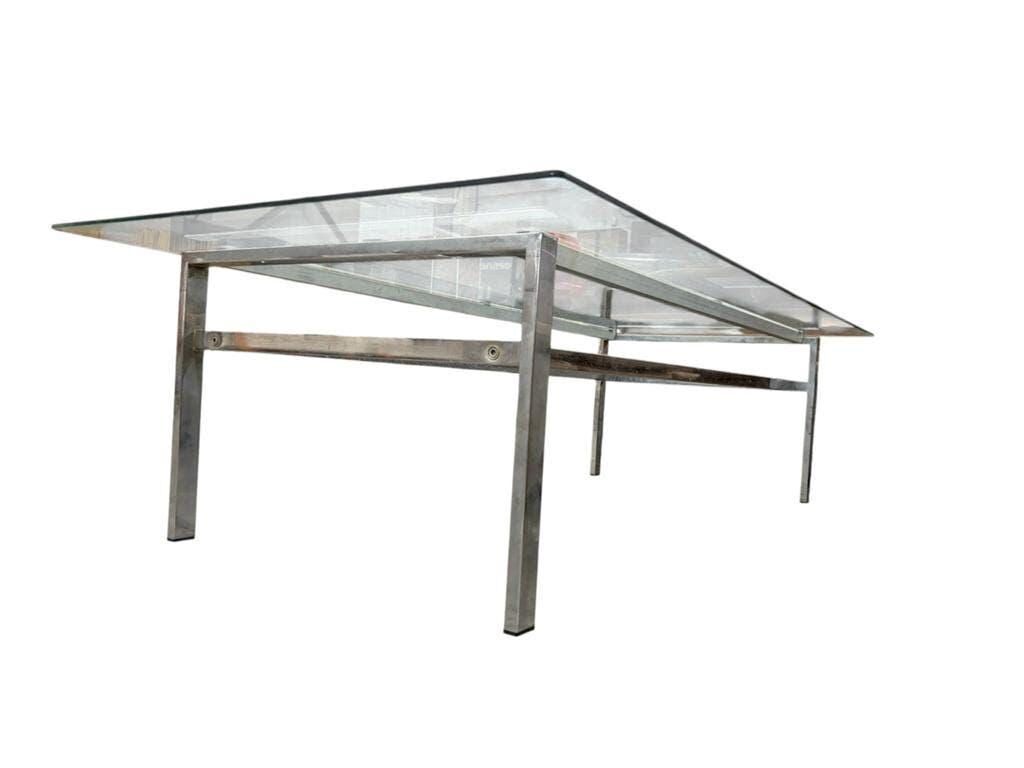 XL vintage coffee table in glass and chrome