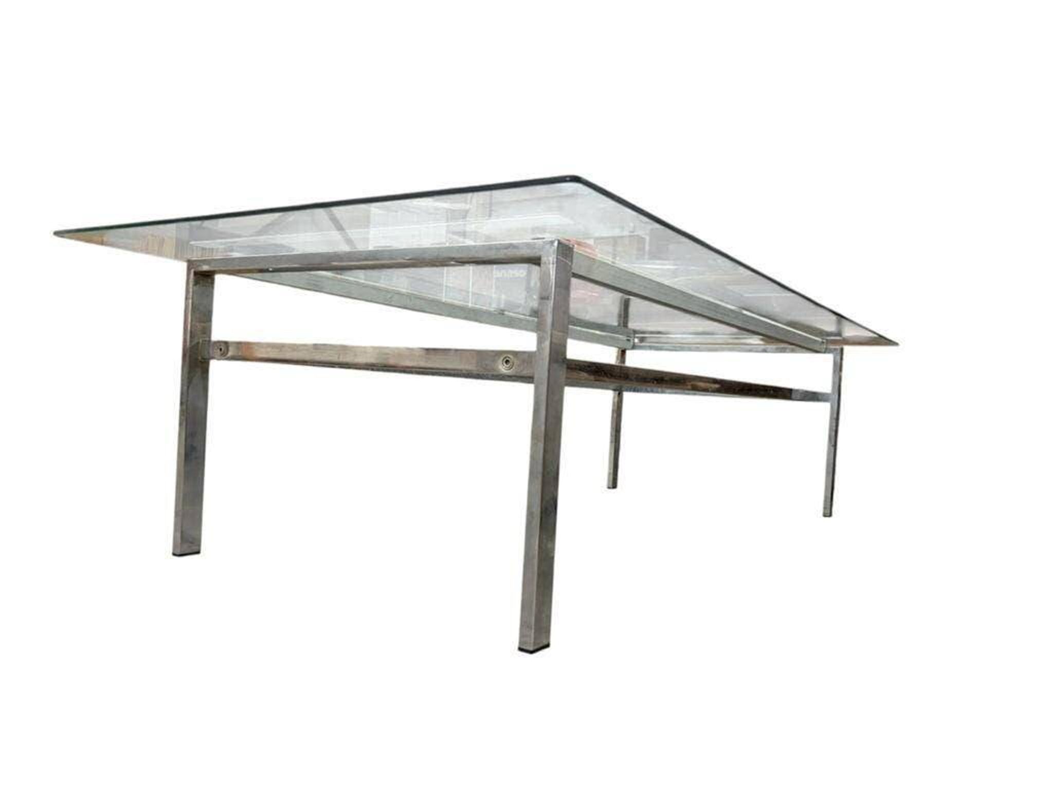 XL vintage coffee table in glass and chrome