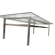 XL vintage coffee table in glass and chrome