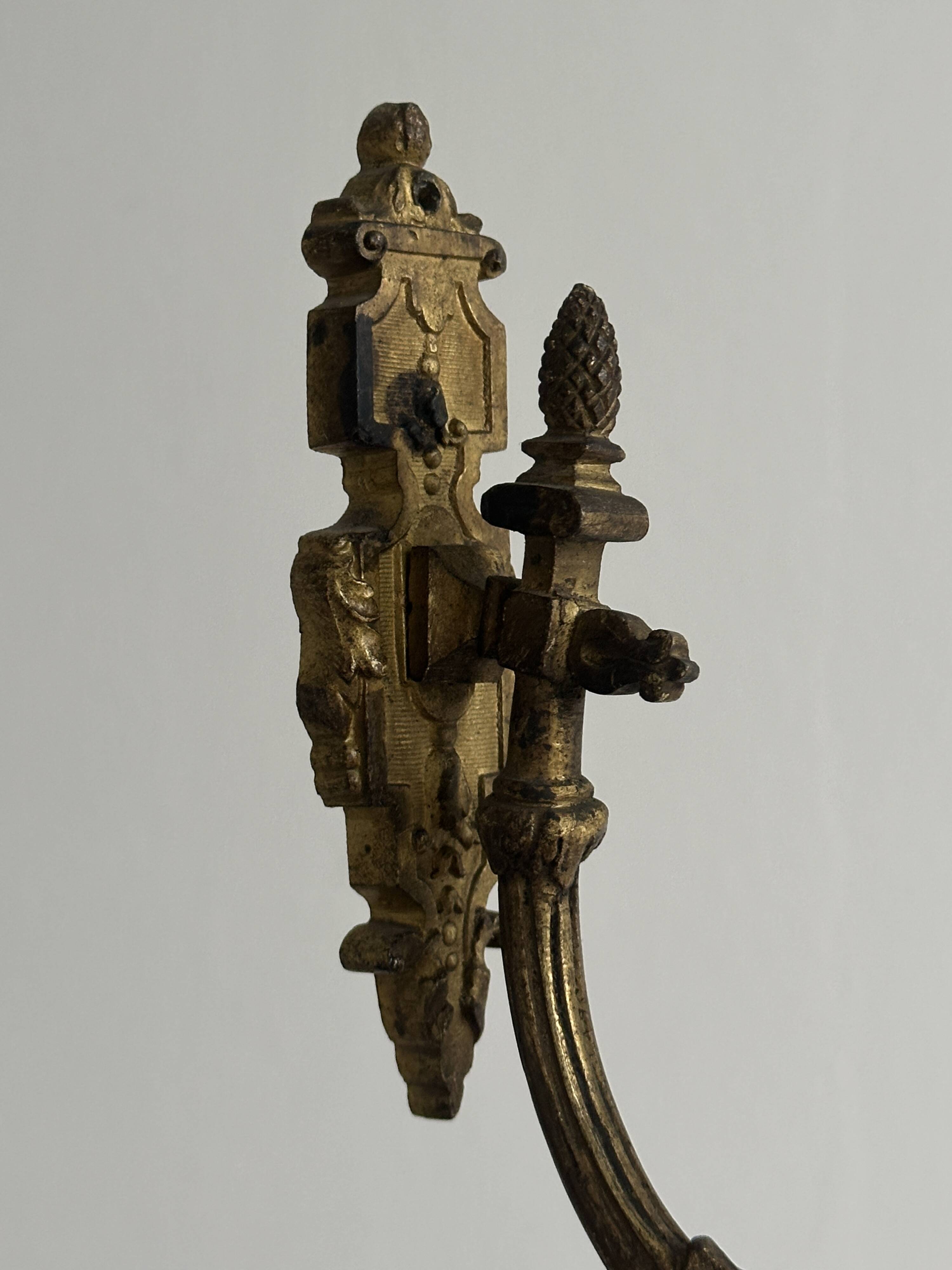 antique wall hook, gilded sculpted metal