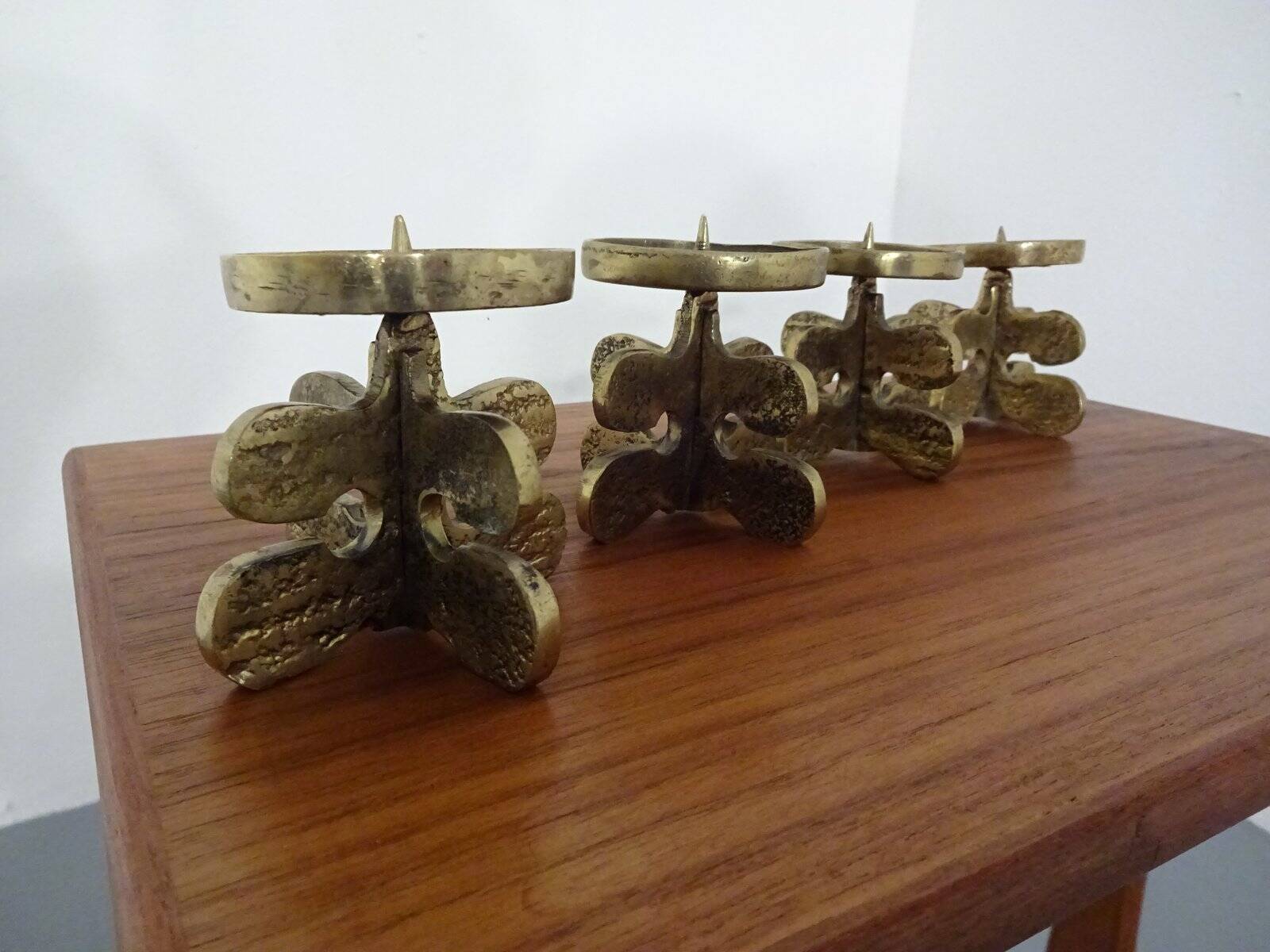 Italian Brutalist Candle Holders by Giuseppe Gallo for Gallo, 1960s, Set of 2