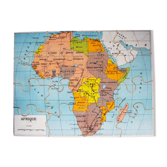 Old wooden Africa map puzzle