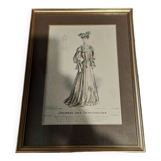 Framed fashion print journal des demoiselles 1904