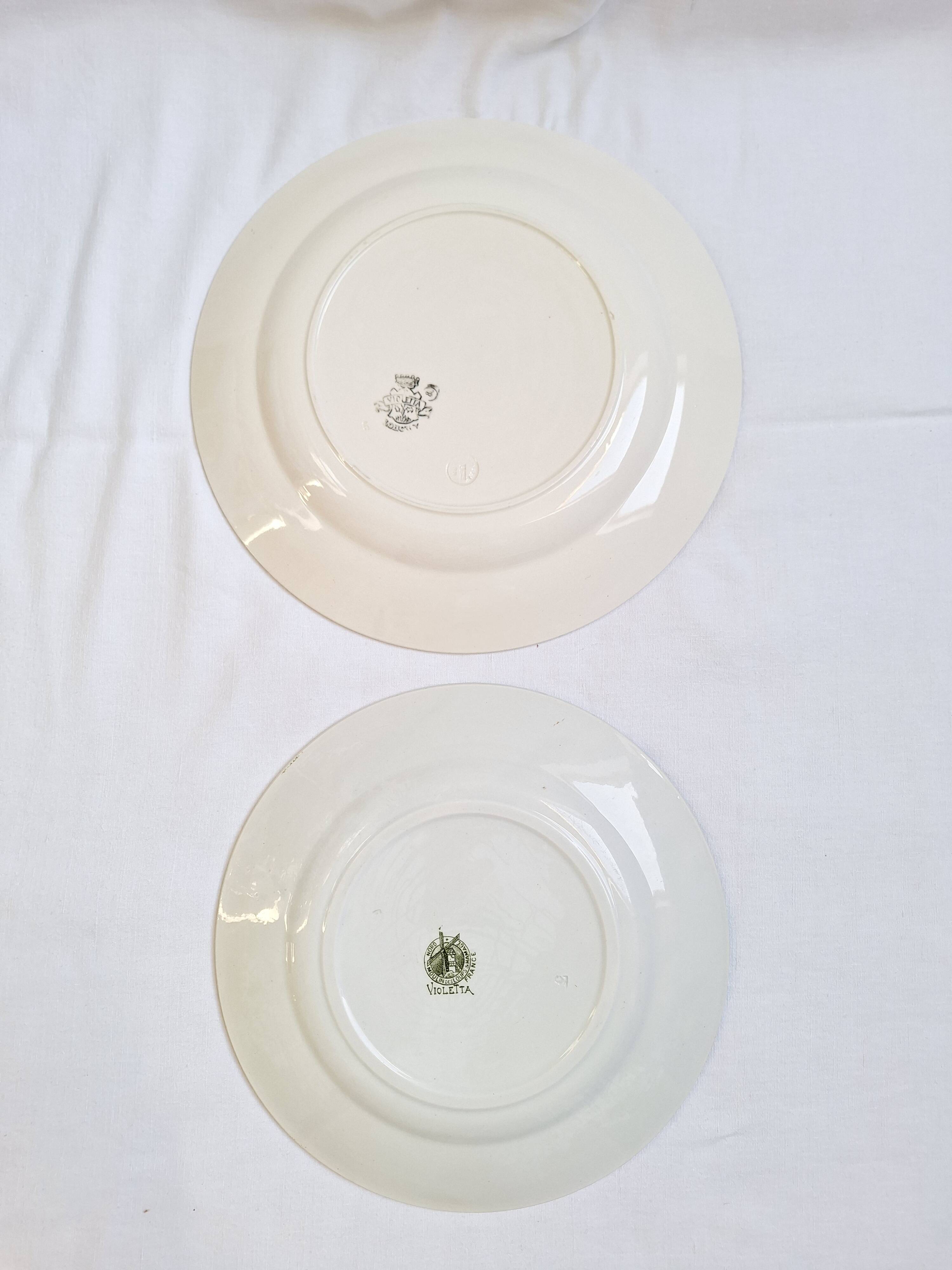 Longwy and Moulin des Loups Violetta round green platter