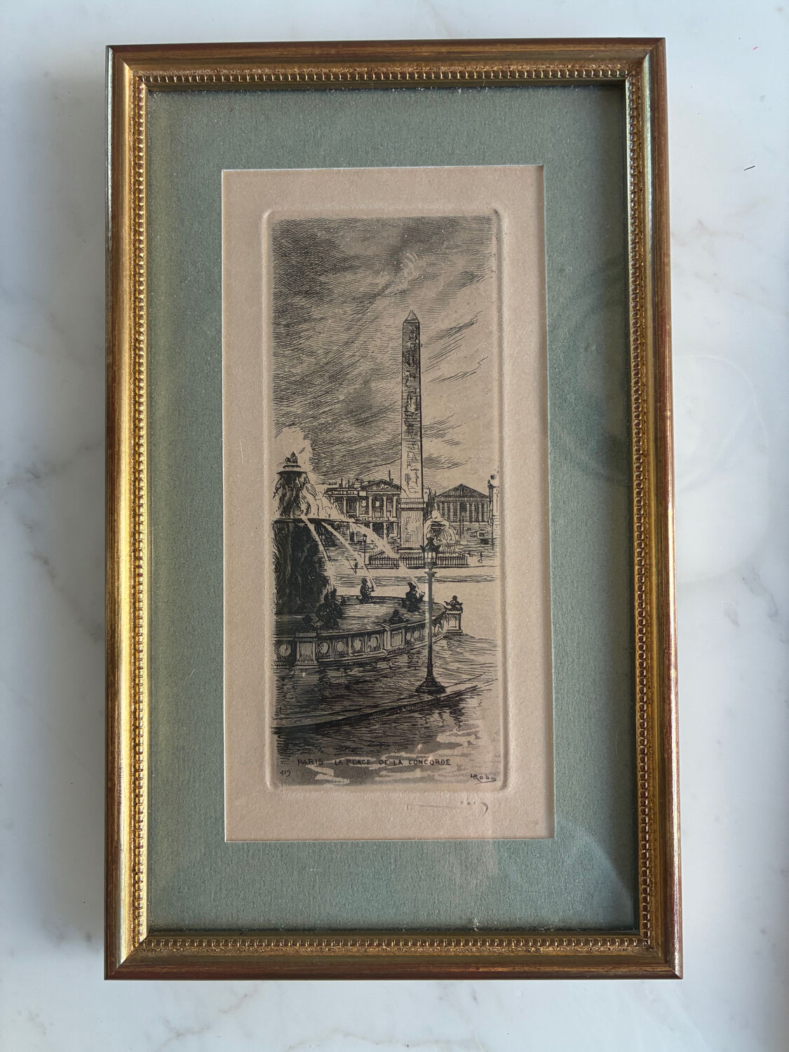 2 engravings of Parisian monuments signed Leopold Robin