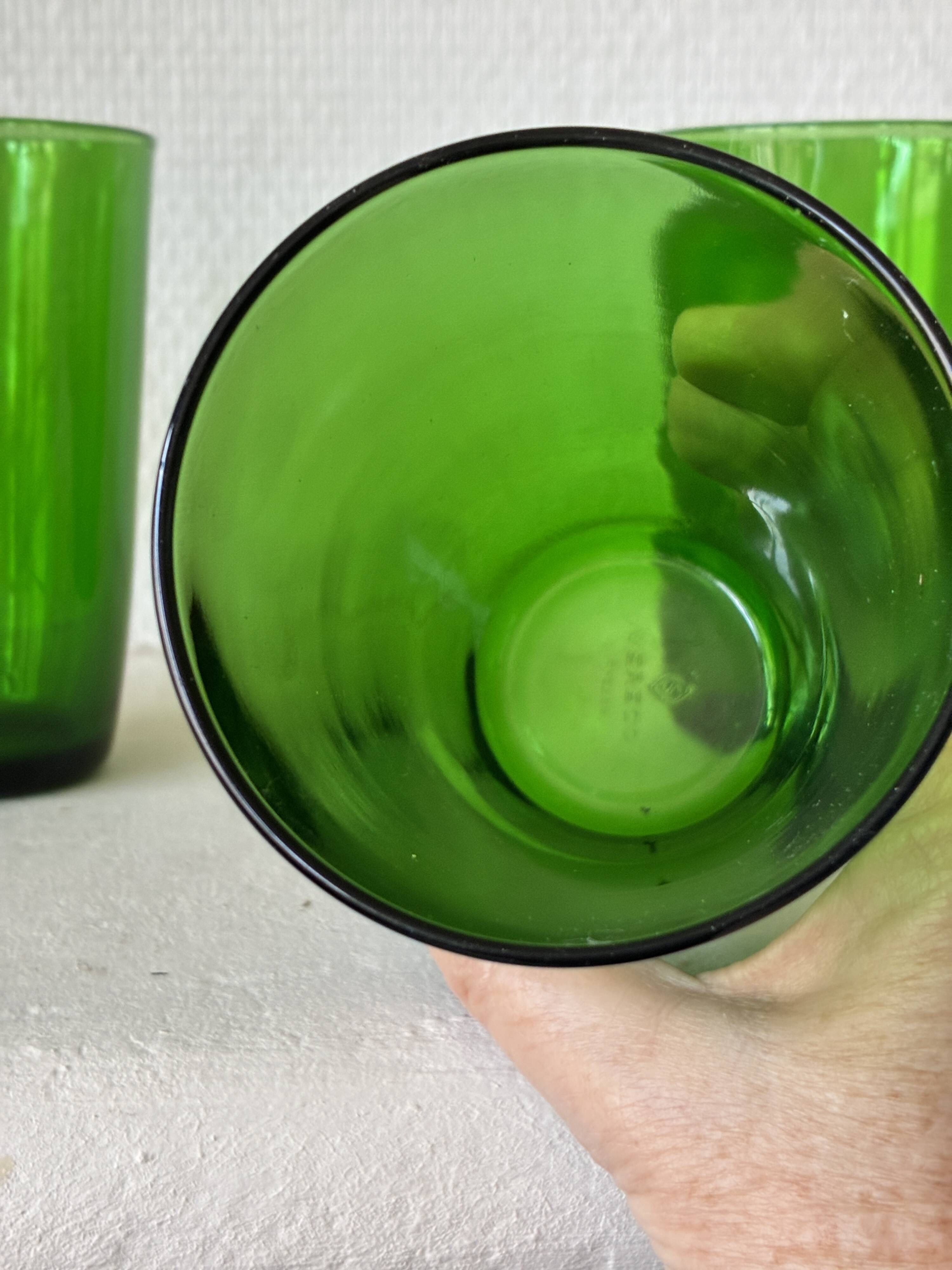 Lot 3 Verres Vereco coloris vert