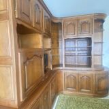 Large custom-made solid oak corner unit