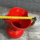 Red Pitcher Vase with Gold Accents Attributed to André Baud - Vallauris