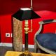 Large Empire Bouillotte Lamp in Brass and Lacquered Sheet Metal Restored - H6