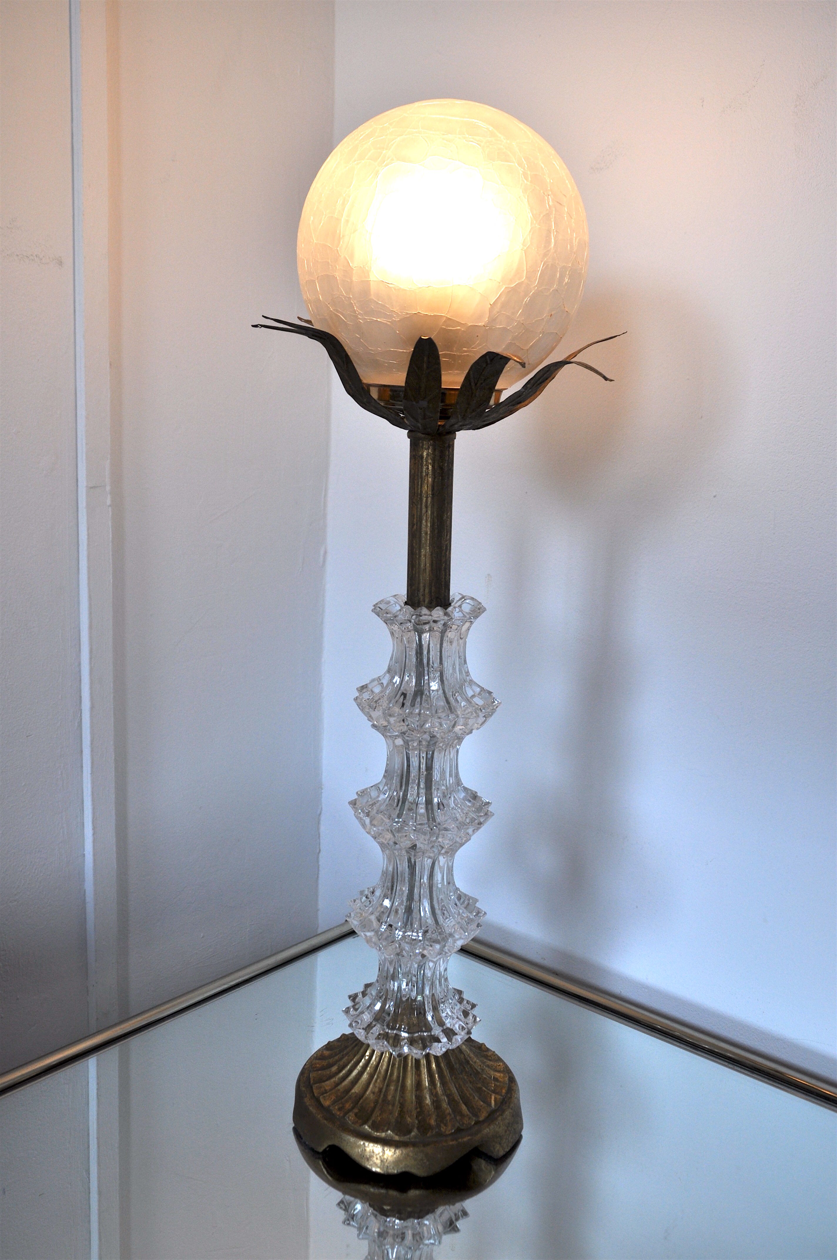 Art Deco crystal floral lamp
