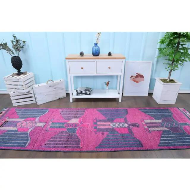 1970s Vintage Turkish Oushak Handmade Wool Runner 93x332