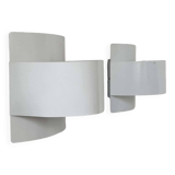 Pair of vintage wall lights, white lacquered metal, Peter Celsing Sweden 1960