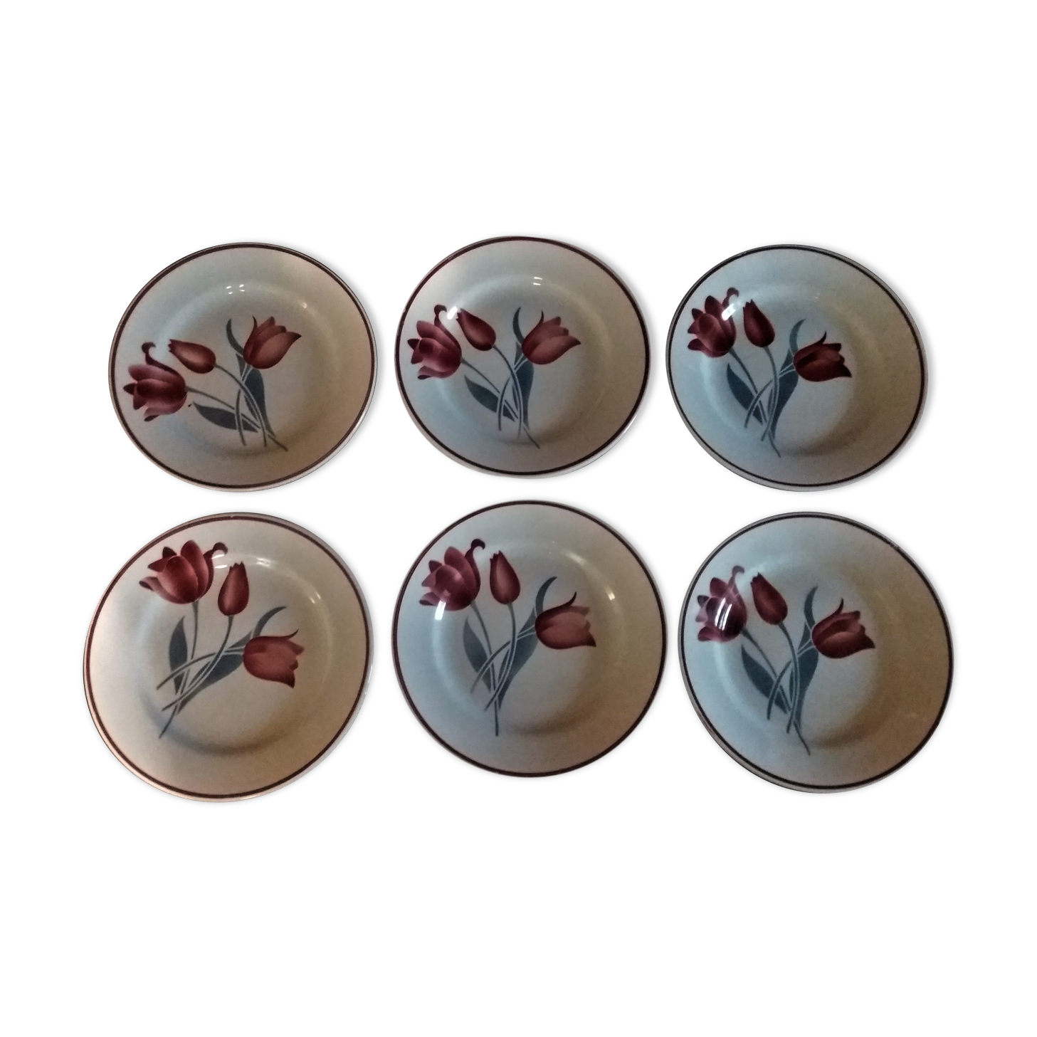 Series of six dessert plates in Orchies model Simone