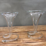 Pair of so-called "corolla" vases in Murano glass
