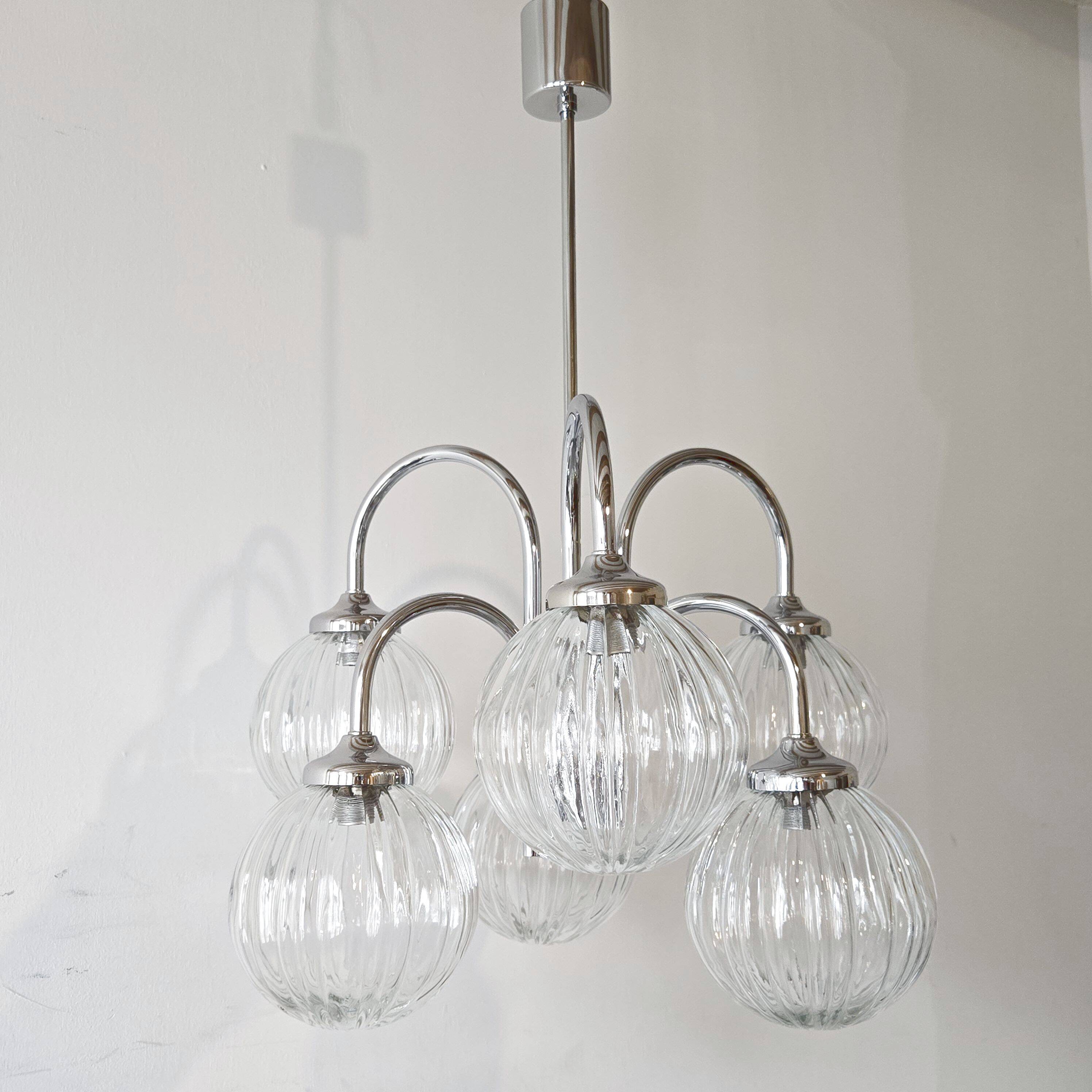 Vintage chandelier 6 balls 1970