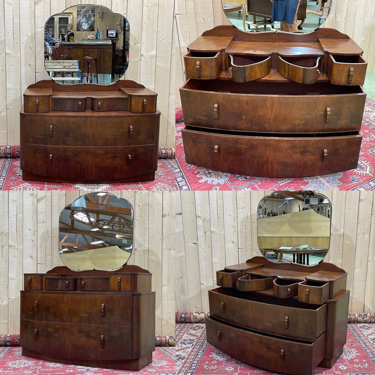 English hairdresser Art Deco walnut