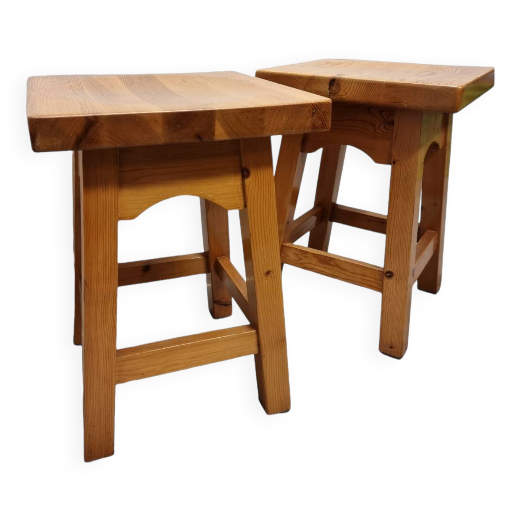 Dutch pine wood Stools, 1990s, Vintage