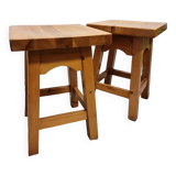 Dutch pine wood Stools, 1990s, Vintage