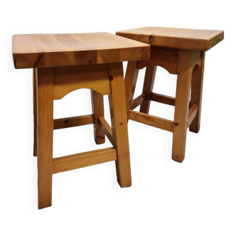 Dutch pine wood Stools, 1990s, Vintage