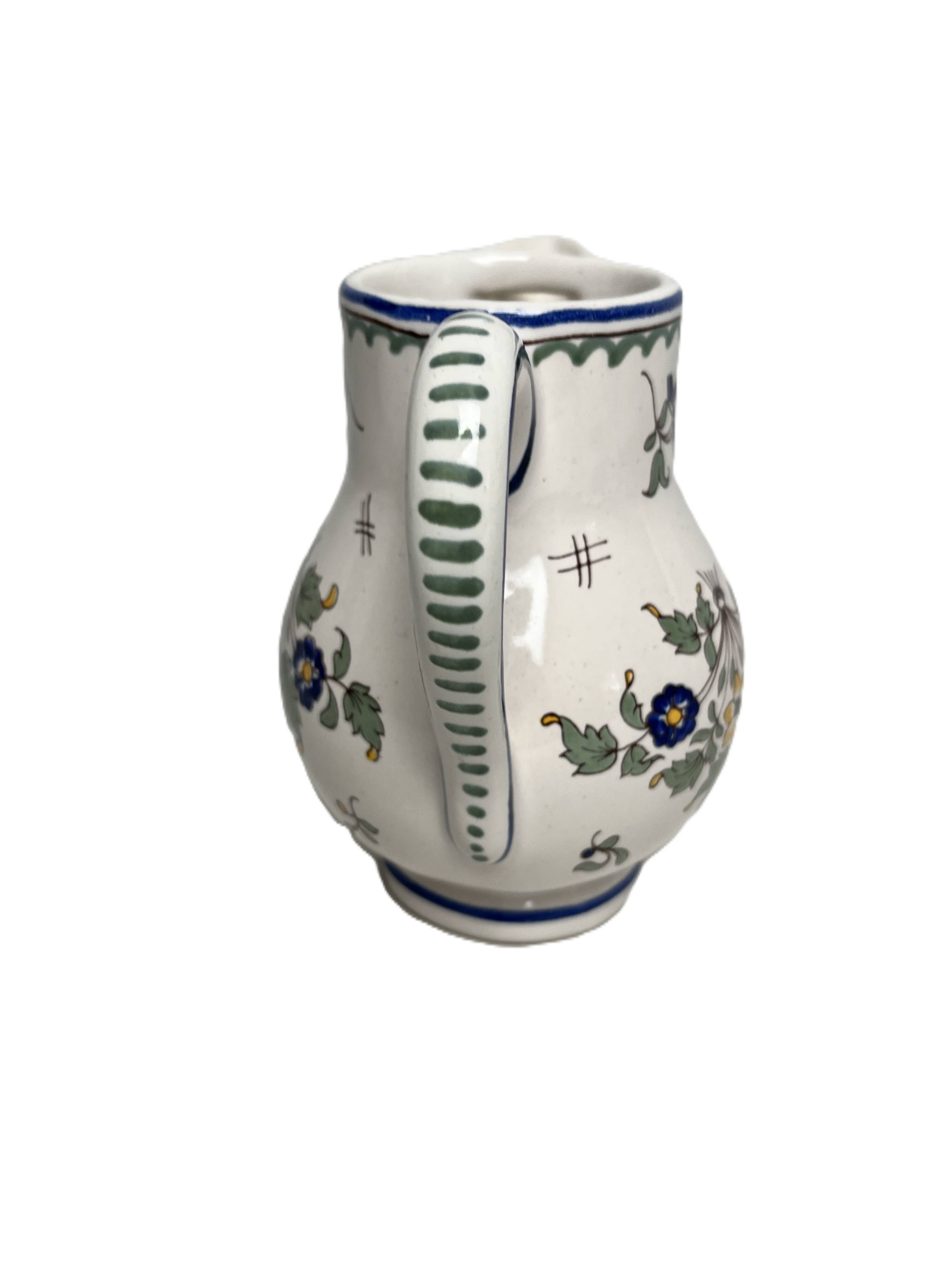 Pérouges, polychrome earthenware pitcher, 20th century