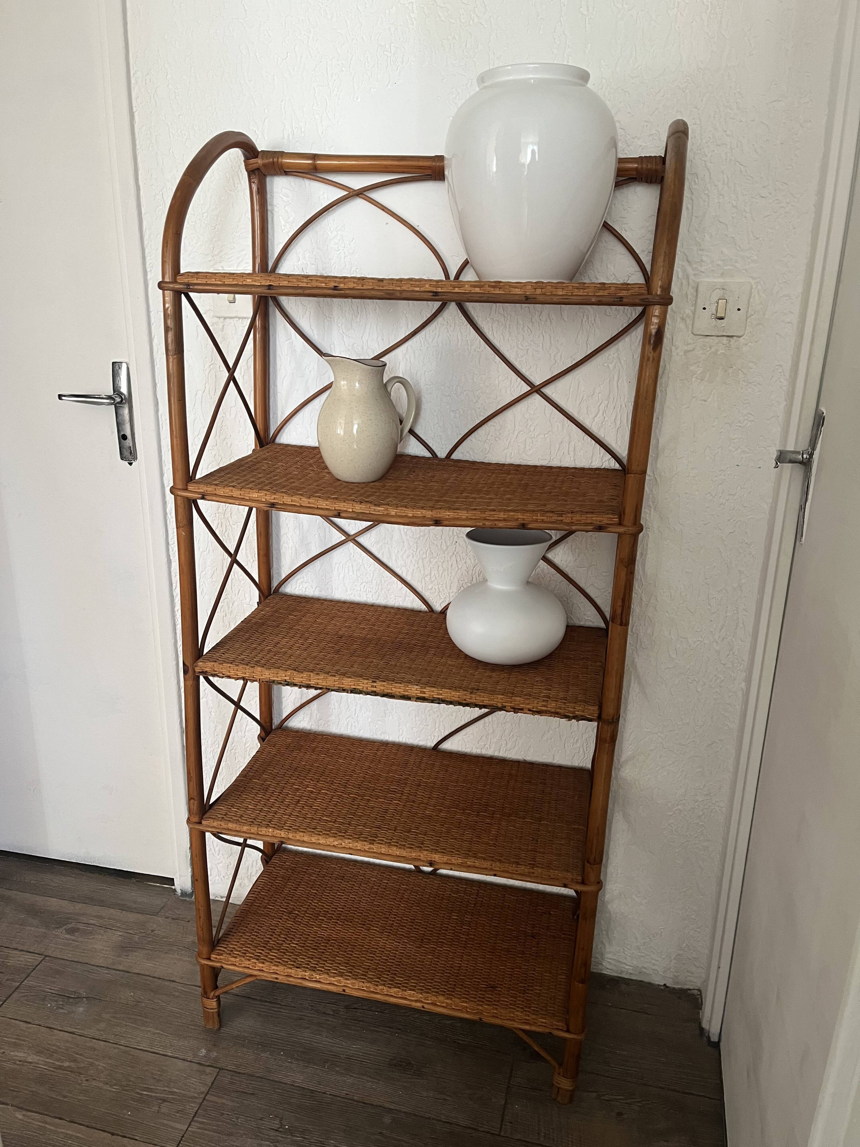 Rattan bookcase shelf