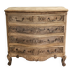 Louis XV style curved chest of drawers with 4 drawers in raw solid oak