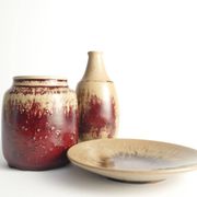 Unique Oxblood Glazed Stoneware Pieces, By Henning Nilsson, Set of 3