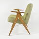 Vintage original armchair , 1960s, restored, upholstered, herringbone fabric