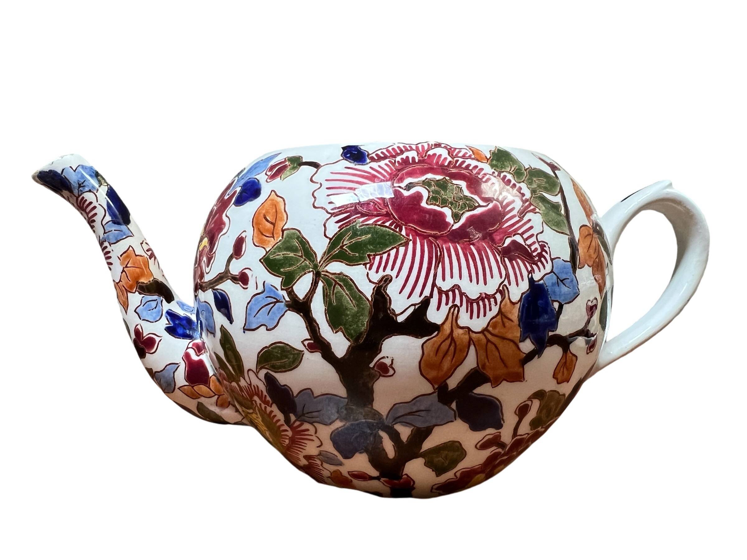 Gien earthenware tea set, peony decoration