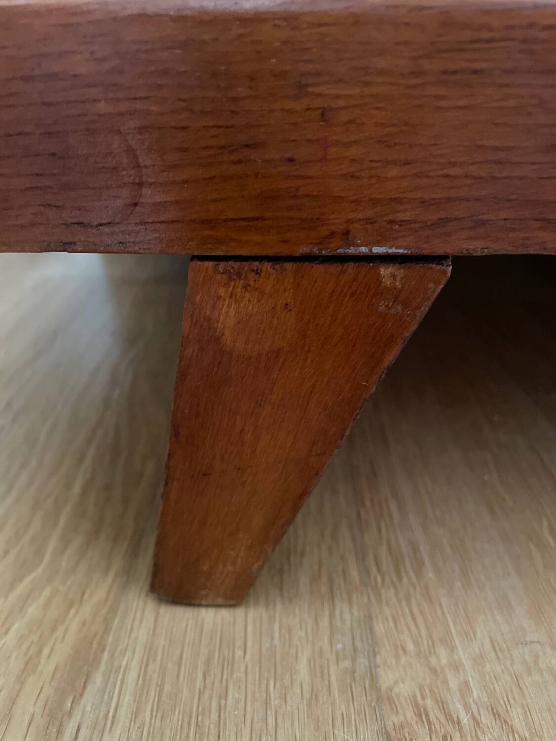 Vintage storage chest in wood and woven rattan