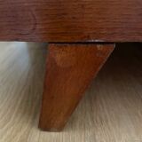 Vintage storage chest in wood and woven rattan