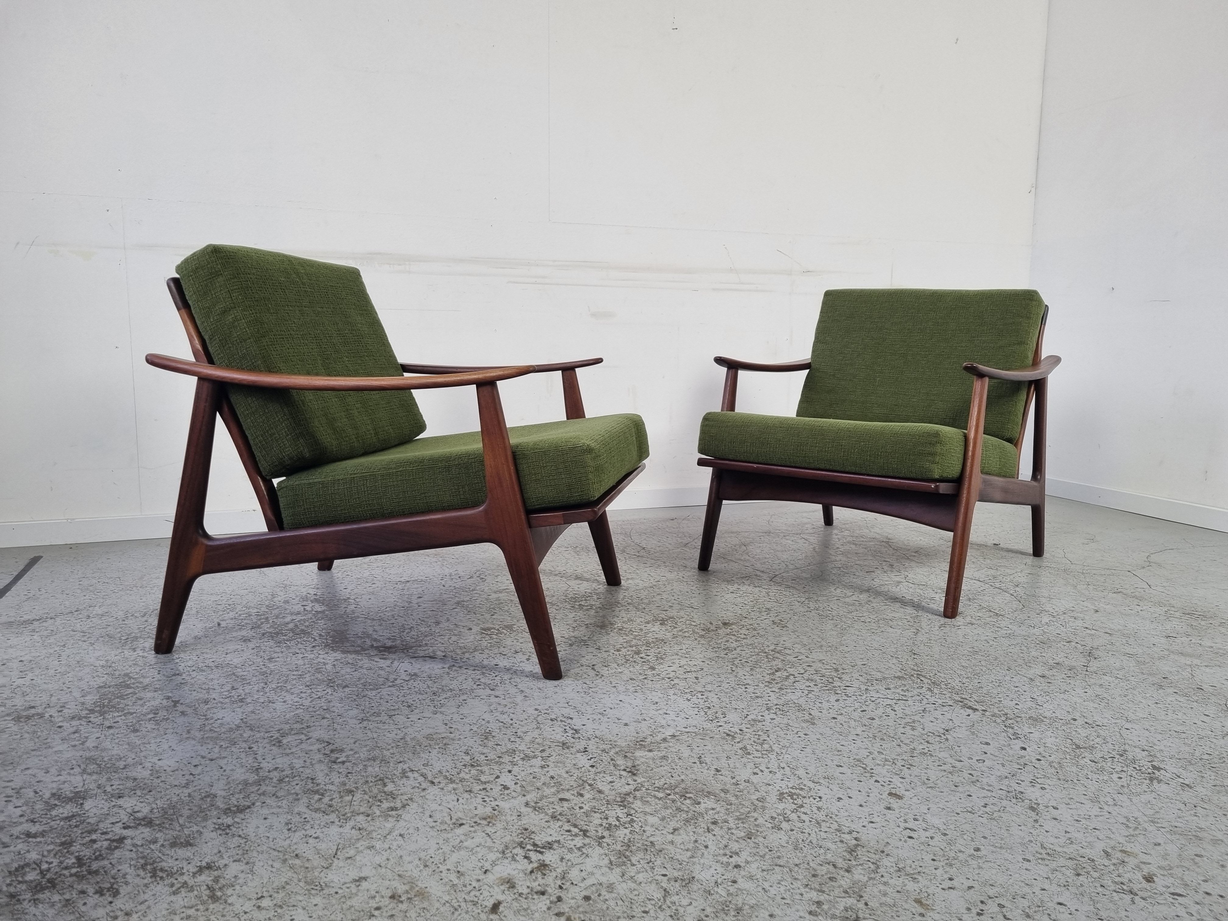 Pair of Scandinavian armchairs in afromosia, 60s