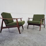 Pair of Scandinavian armchairs in afromosia, 60s