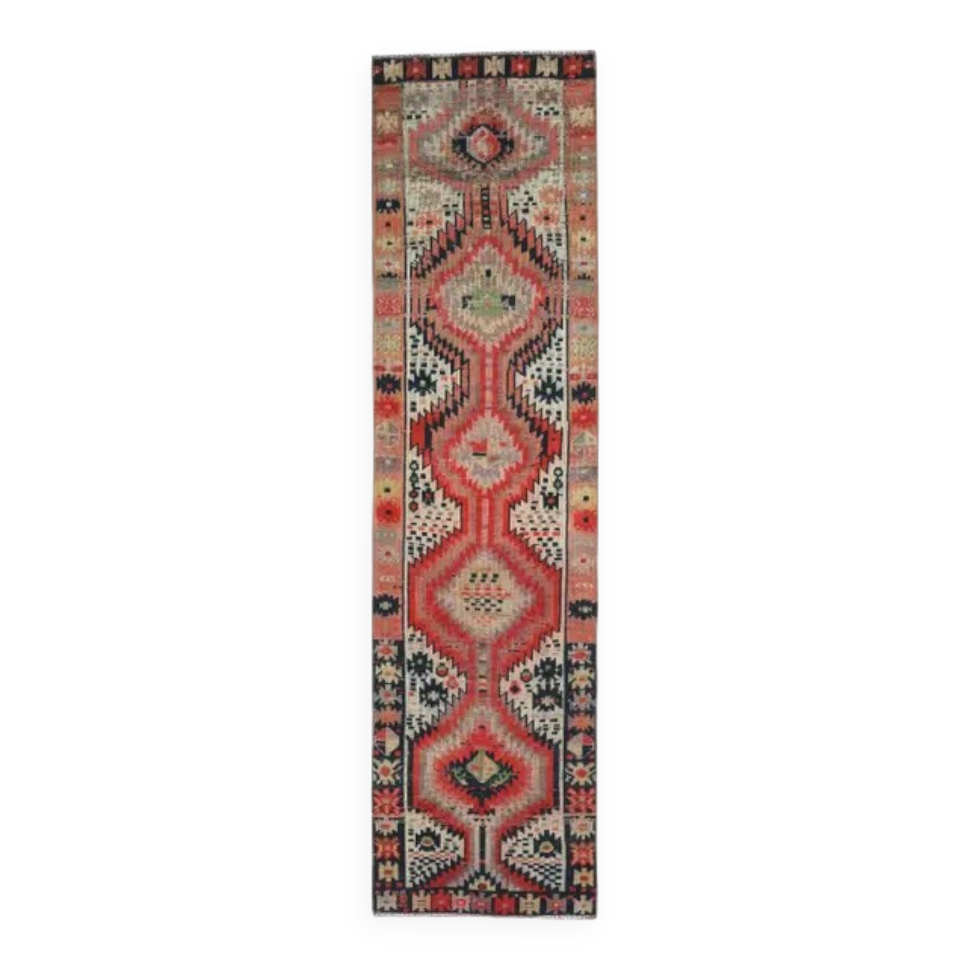Vintage Turkish Oushak handmade wool runner 81x313