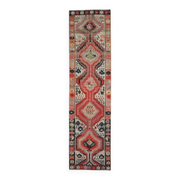 Vintage Turkish Oushak handmade wool runner 81x313